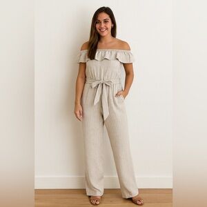 Universal Thread Beige Ruffle Jumpsuit